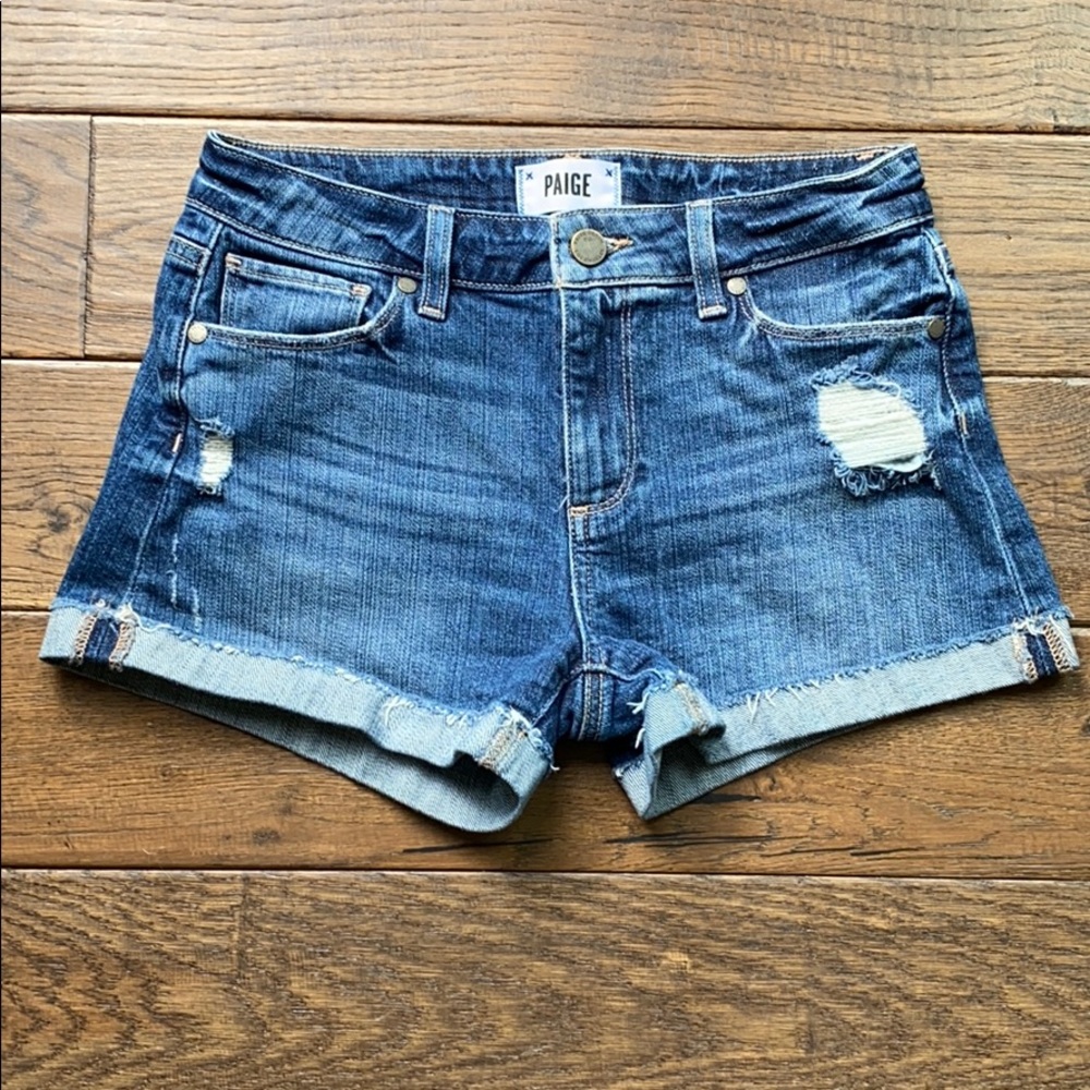 Paige Jimmy Jimmy Crop Denim Cuffed Short Sz 25